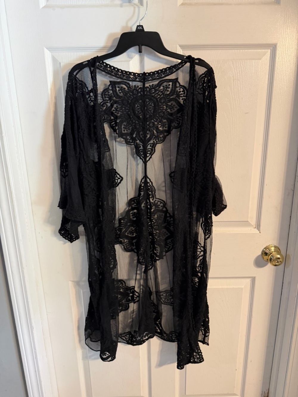 Source Unknown Black Sheer Lace Duster Kimono